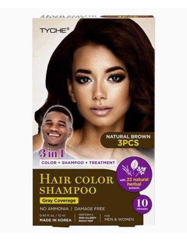 Tyche 3IN1 Hair Color Shampoo Natural Brown
