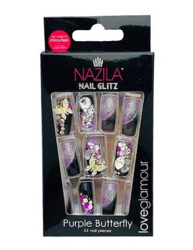 Nail Glitz Love Glamour Purple Butterfly