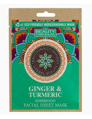 Beauty Formulas Ginger And Turmeric Superfood Facial Sheet Mask