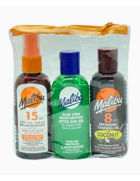 Malibu Travel Bag Dry Oil Pack With SPF15 And SPF8 Malibu Travel Bag Dry Oil Pack With SPF15 And SPF8