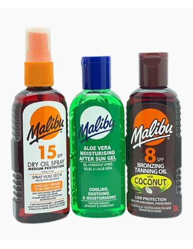 Malibu Travel Bag Dry Oil Pack With SPF15 And SPF8 Malibu Travel Bag Dry Oil Pack With SPF15 And SPF8