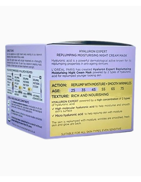 Loreal Hyaluron Expert Replumping Moisturising Care Night Cream Mask Loreal Hyaluron Expert Replumping Moisturising Care Night Cream Mask