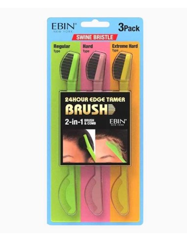 EBIN New York 24 Hour Edge Tamer Swine Bristle 2In1 Brush