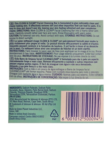 Johnson And Johnson Clean And Clear Facial Cleansing Bar