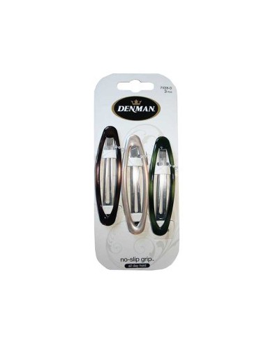 Denman No Slip Oval Clips 3 Piece 71018 D