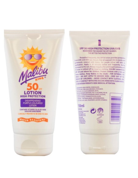 Malibu Kids High Protection Water Resistant Lotion SPF50 Malibu Kids High Protection Water Resistant Lotion SPF50
