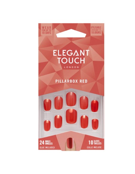 Elegant Touch Pillarbox Red Nail With Glue Elegant Touch Pillarbox Red Nail With Glue