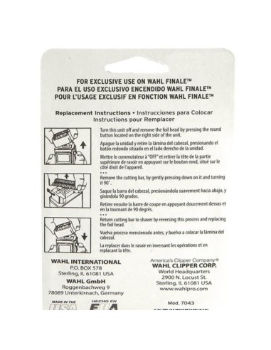 Wahl AccessoriesWahl Finale Replacement Foil And Cutter Bar Assembly Wahl AccessoriesWahl Finale Replacement Foil And Cutter Bar Assembly