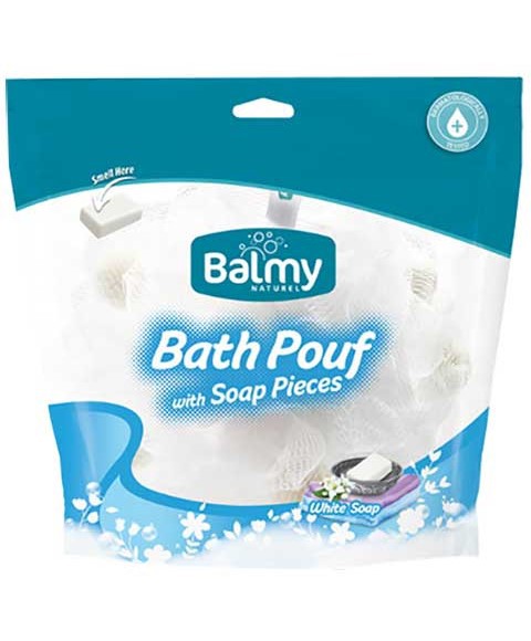 Bath Pouf With White Soap Pieces