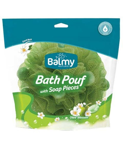 Bath Pouf With Olive Blossom Soap Pieces