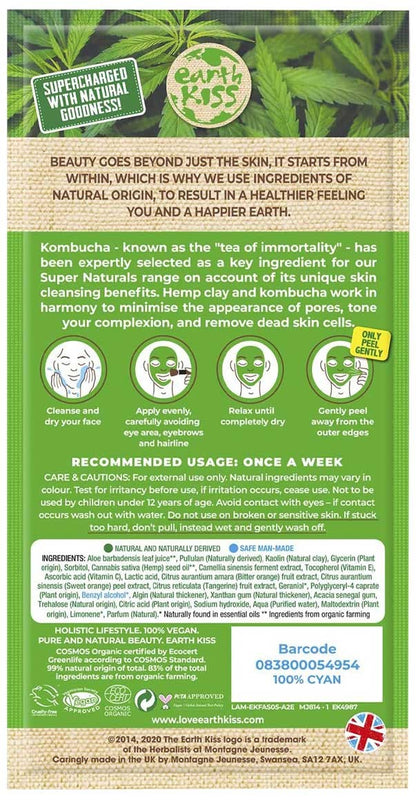 Earth Kiss Super Naturals Kombucha And Hemp Clay Toning Peel Off Mask
