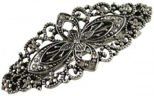 Metal Crystal Flligree Barrette 5816