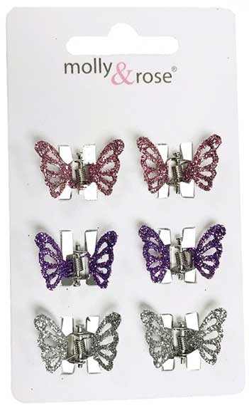 Glitter Butterfly Mini Clamps Assorted 8190