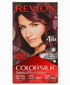 Revlon Colorsilk Beautiful Color permanent hair dye in shade 34 Deep Burgundy, showing vibrant deep red hair color.
