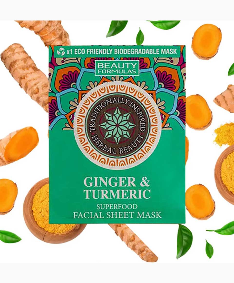 Beauty Formulas Ginger And Turmeric Superfood Facial Sheet Mask
