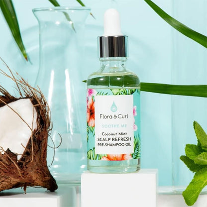 Flora And Curl Soothe Me Coconut Mint Scalp Refresh Pre Shampoo Oil