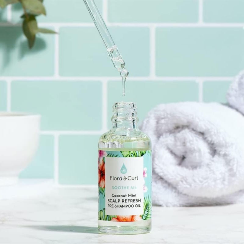 Flora And Curl Soothe Me Coconut Mint Scalp Refresh Pre Shampoo Oil