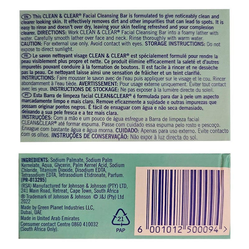 Johnson And Johnson Clean And Clear Facial Cleansing Bar