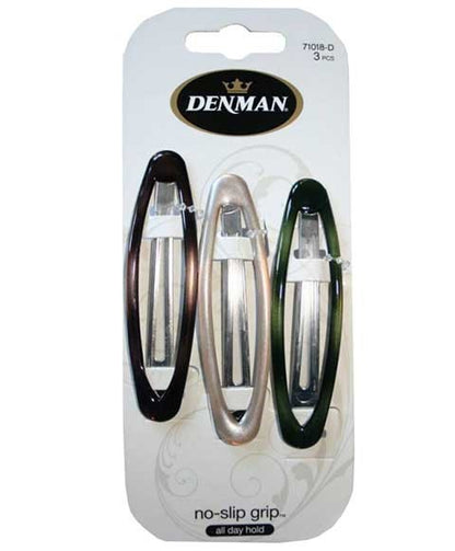Denman No Slip Oval Clips 3 Piece 71018 D