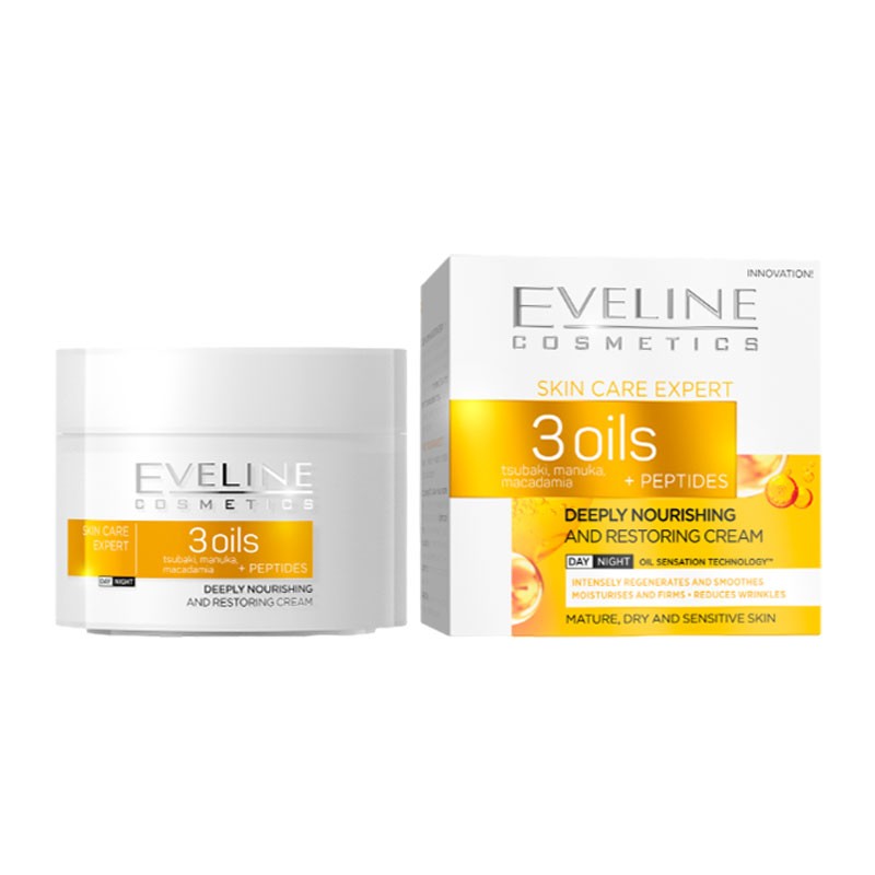 Eveline Skin Care Expert 3 Oils Deeply Nourishing Restoring Cream
