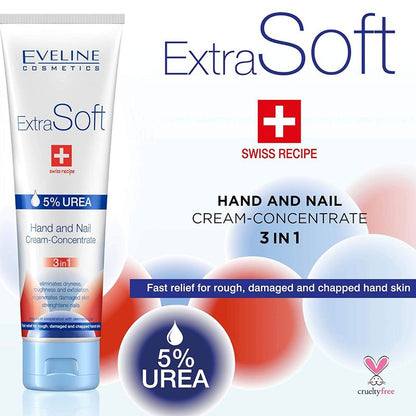 Eveline Extra Soft 5 Percent Urea 3 In 1 Hand Nail Cream