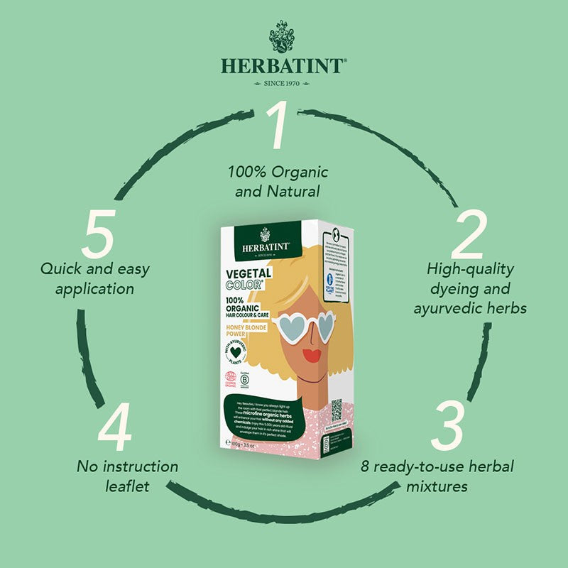 Herbatint Vegetal Organic Hair Color Honey Blonde Power