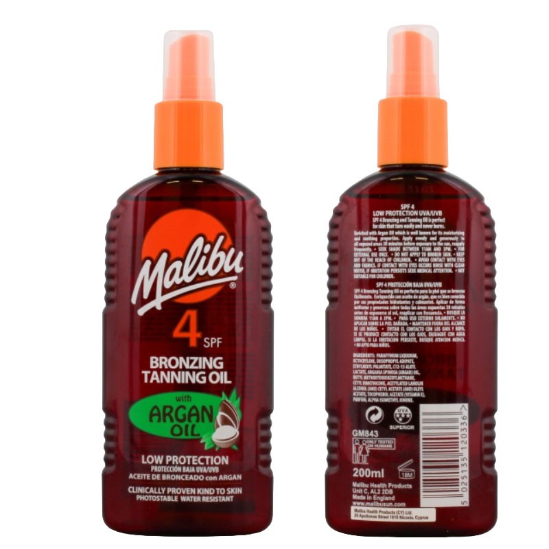 Malibu Bronzing Tanning Oil With Argan Oil SPF4