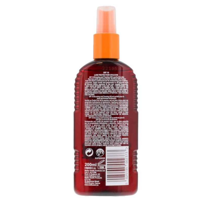 Malibu Bronzing Tanning Oil With Passion Fruit Oil SPF10