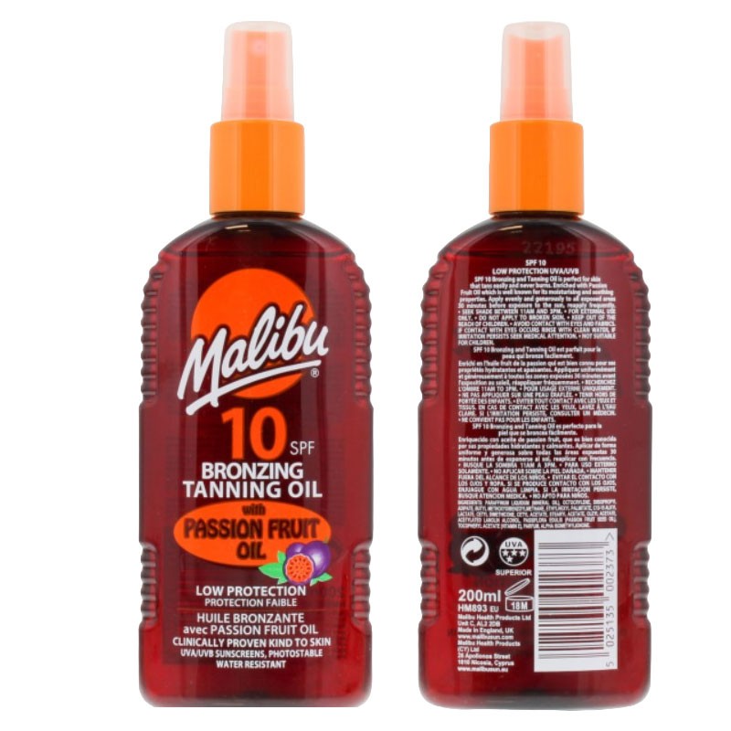 Malibu Bronzing Tanning Oil With Passion Fruit Oil SPF10