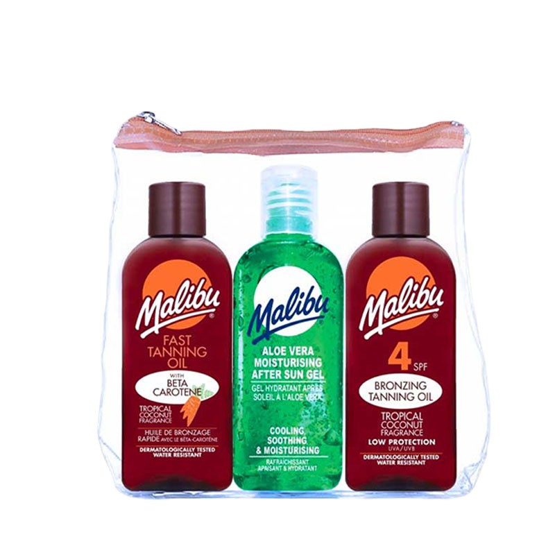 Malibu Travel Bag Tanning Oil Pack With SPF4 And Beta Carotene