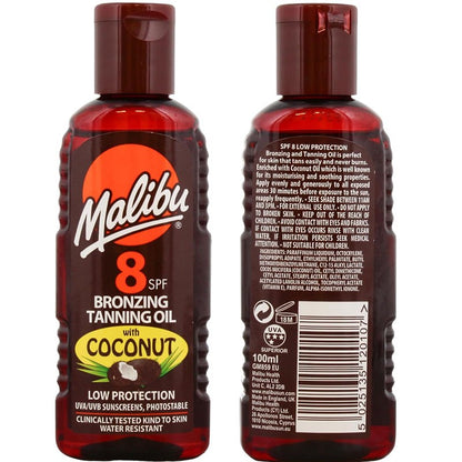 Malibu Bronzing Tanning Oil Tropical Coconut Fragrance SPF8