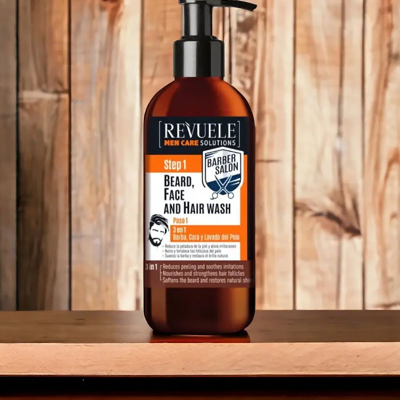 Revuele Men Care Solutions 3 In 1 Beard Face And Hair Wash