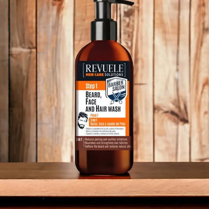 Revuele Men Care Solutions 3 In 1 Beard Face And Hair Wash