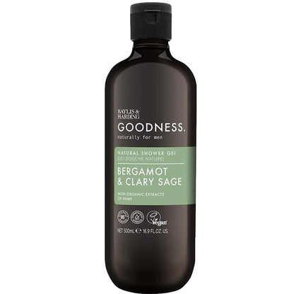 Goodness Men Bergamot &amp; Clary Sage Natural Shower Gel