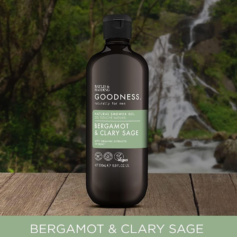 Goodness Men Bergamot &amp; Clary Sage Natural Shower Gel