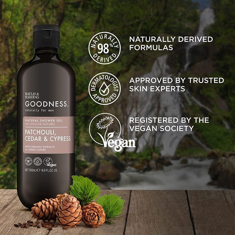 Goodness Men Patchouli Cedar &amp; Cypress Natural Shower Gel