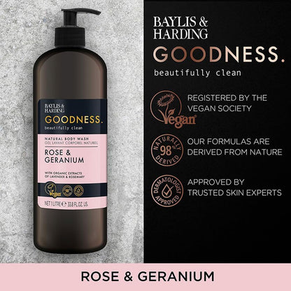 Goodness Rose &amp; Geranium Natural Body Wash
