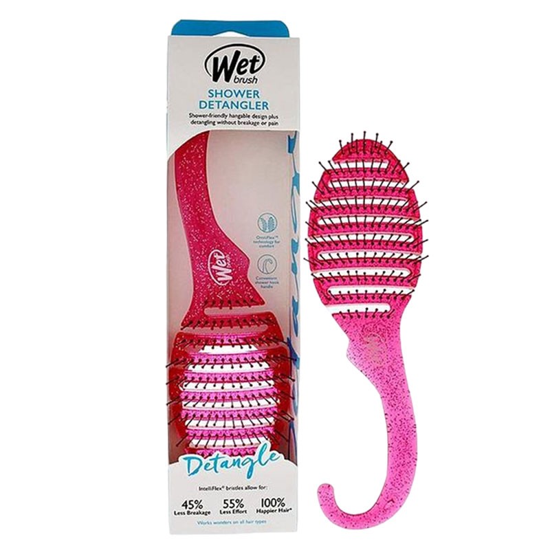 Wet Brush Shower Detangler Brush Pink Glitter