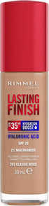 Rimmel Lasting Finish 35H Hydration Boost Foundation face makeup with smooth, even skin tone application and natural finish.