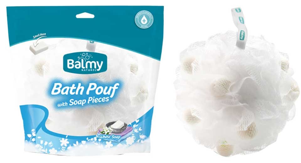 Bath Pouf With White Soap Pieces