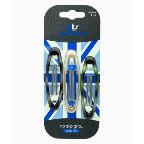 Denman No Slip Oval Clips 3 Piece 71018 D