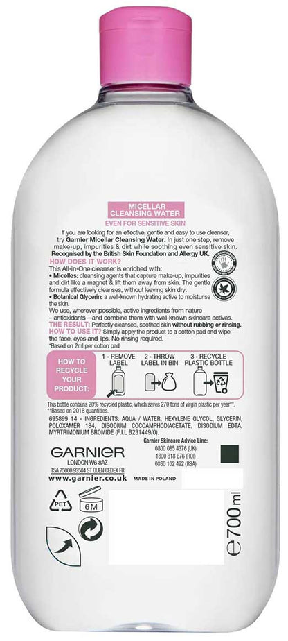 Skin Active Micellar Cleansing Water For Sensitive Skin