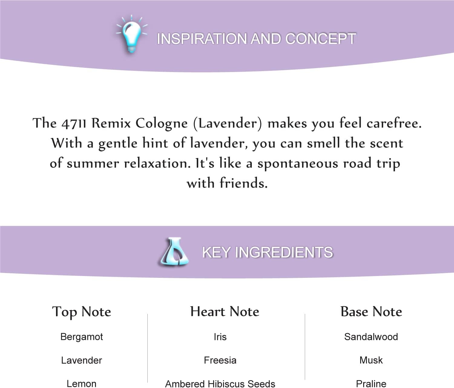 House Of 4711 Remix Lavender Cologne Eau De Cologne for Him, featuring a sleek bottle with lavender scent accents.