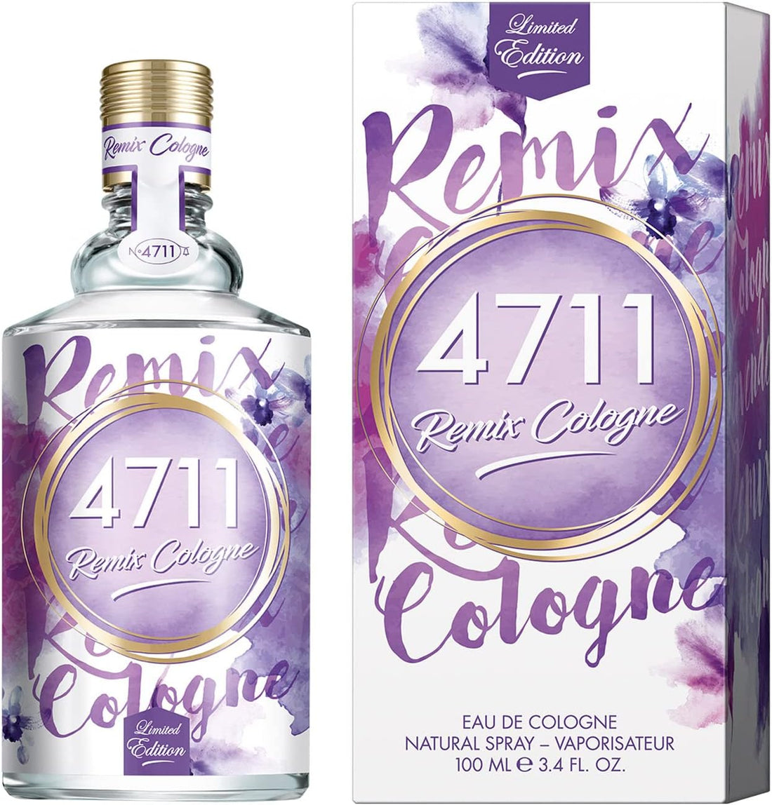 House Of 4711 Remix Lavender cologne for him, Eau De Cologne bottle with lavender scent and sleek packaging.