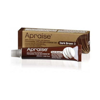 Apraise professional eyelash and eyebrow tint kit with applicator brushes and tint jars for eye makeup enhancement.