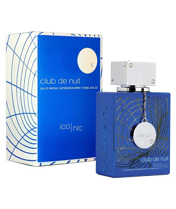 ARMAF Club De Nuit Iconic Eau De Parfum bottle for him, featuring a sleek dark blue design