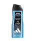 Adidas After Sport 3-in-1 shower gel bottle, designed for bath and shower use, featuring sporty branding and a sleek container.