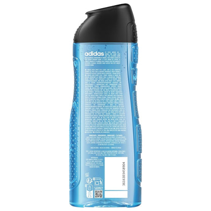 Adidas After Sport 3-in-1 shower gel bottle, bath and shower product with sports-inspired packaging and label.