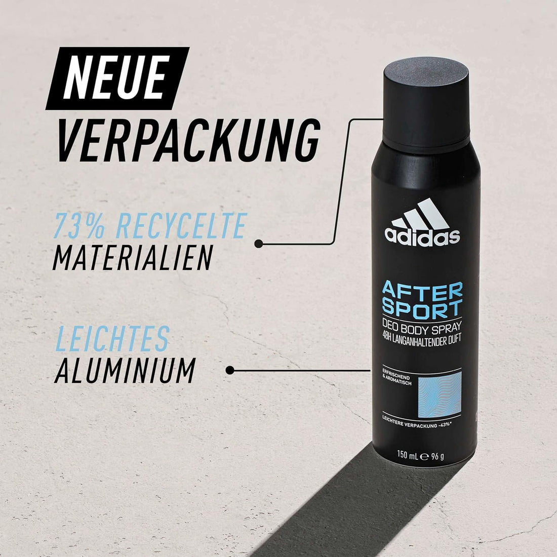 Adidas After Sport Deo Body Spray in 150ml bottle, fresh and invigorating body care product for active use
