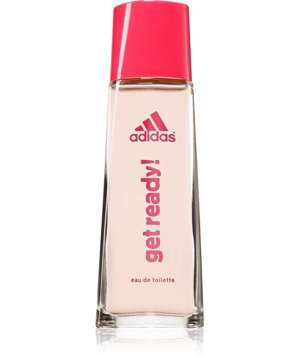 Adidas Get Ready Eau De Toilette for Her in a 50ml bottle, featuring a sleek design and floral fragrance details.